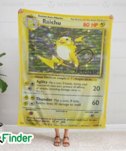 Raichu Pokemon Trading Card Fleece Blanket