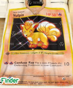 Vulpix Base Set Pokemon Trading Card Fleece Blanket 1