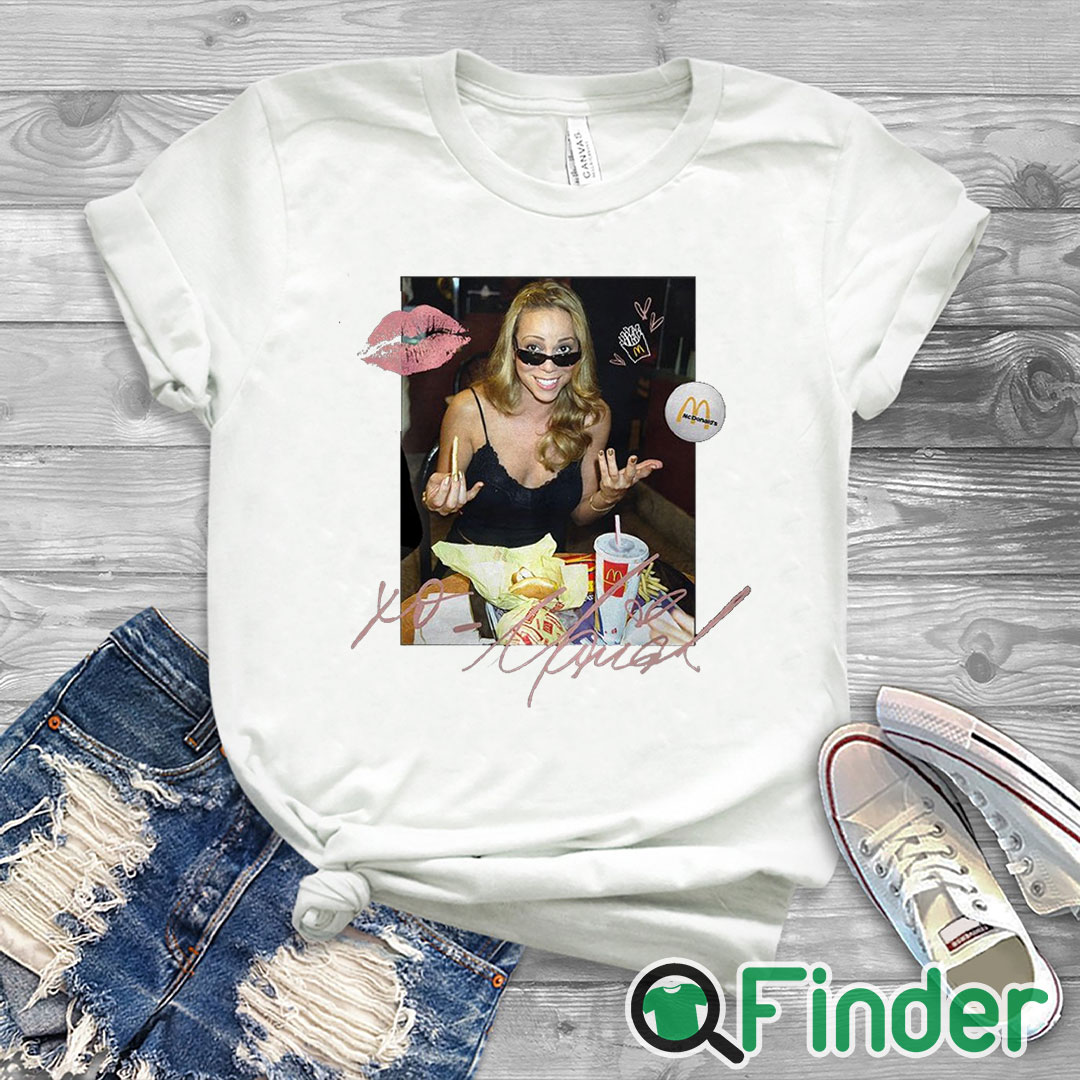 white T shirt Mariah Carey Mcdonalds T shirt white T shirt Mariah Carey Mcdonalds T shirt