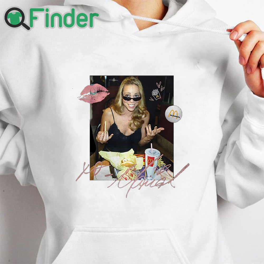 white hoodie Mariah Carey Mcdonalds T shirt white hoodie Mariah Carey Mcdonalds T shirt