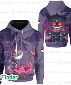Gengar pokemon dual type ghost poison 3D hoodie