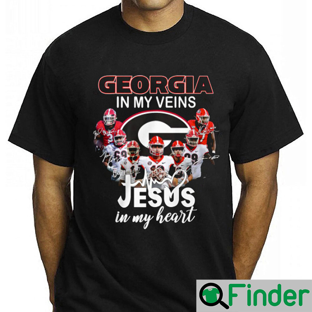 Georgia Bulldogs In My Veins Jesus Heart Shirt Gift Real Fans Georgia Bulldogs In My Veins Jesus Heart Shirt Gift Real Fans