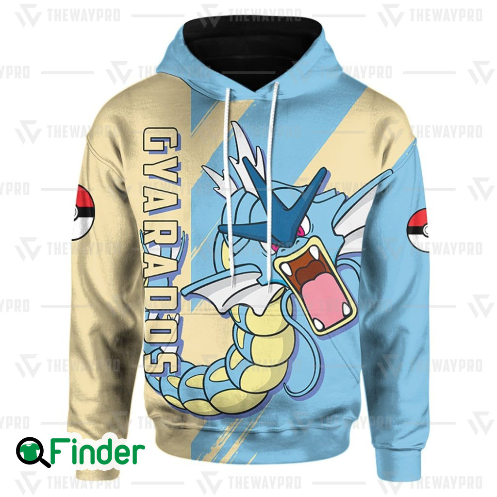 Gyarados pokemon of Kanto dual type water flying 3D hoodie 1 Gyarados pokemon of Kanto dual type water flying 3D hoodie 1