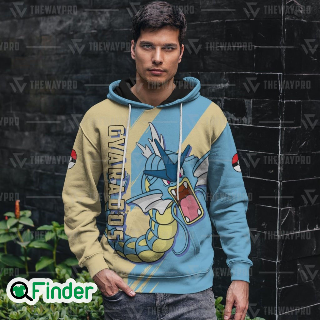 Gyarados pokemon of Kanto dual type water flying 3D hoodie 2 Gyarados pokemon of Kanto dual type water flying 3D hoodie 2