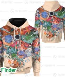 bulbasaur charmander squirtle evolution pokemon starters of kanto 3D hoodie