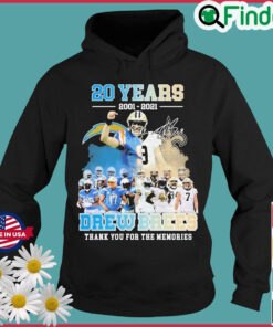 20 Years 2001 2021 Drew Brees Signature Thank You For The Memories Hoodie