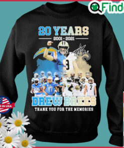 20 Years 2001 2021 Drew Brees Signature Thank You For The Memories Hoodies