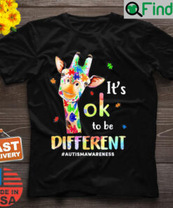 Autism Awareness Cute Giraffe Animal Its Ok To Be Different Shirt