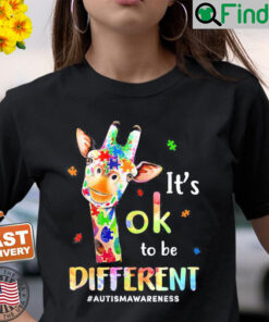 Autism Awareness Cute Giraffe Animal Its Ok To Be Different T Shirt