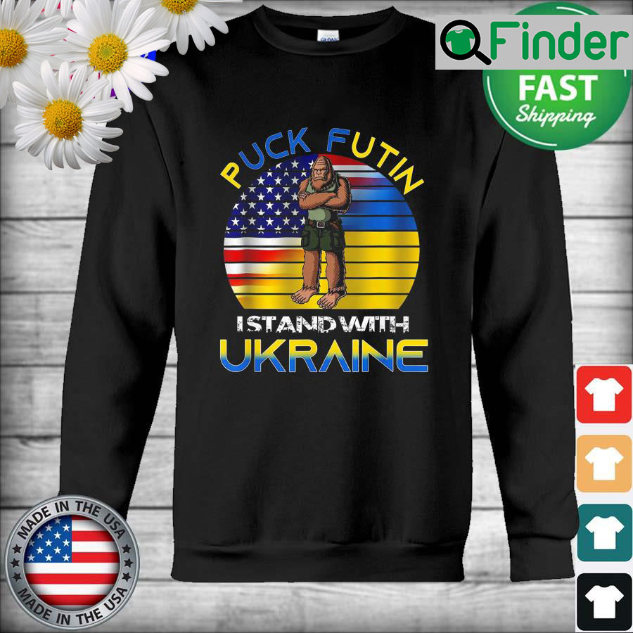 Bigfoot Puck Futin I Stand With Ukraine and USA Flag Vintage Sweatshirt Bigfoot Puck Futin I Stand With Ukraine and USA Flag Vintage Sweatshirt