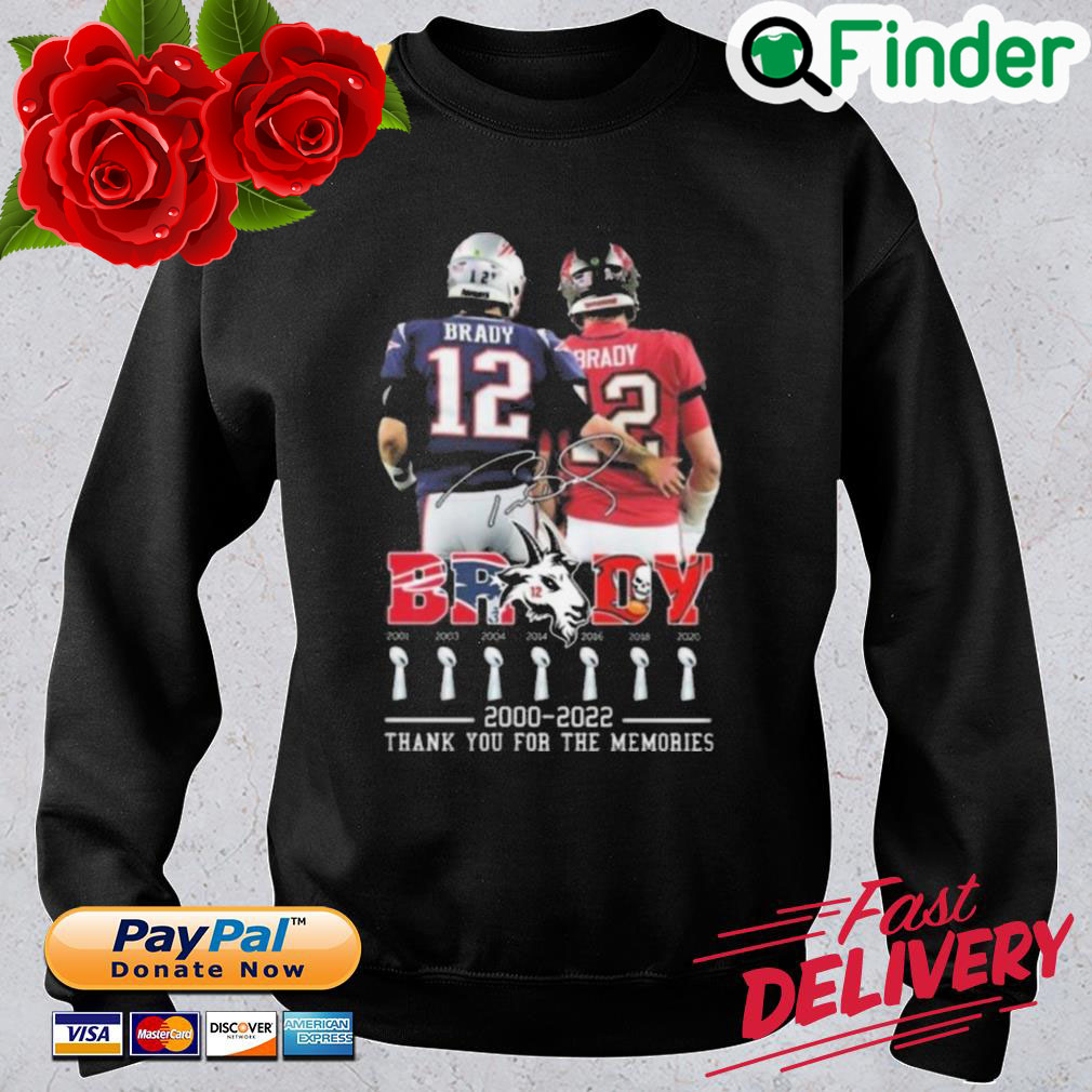 Hot The Patriots And Buccaneers Tom Brady 2000 2022 Thank You For The Memories Signature Sweatshirt Hot The Patriots And Buccaneers Tom Brady 2000 2022 Thank You For The Memories Signature Sweatshirt