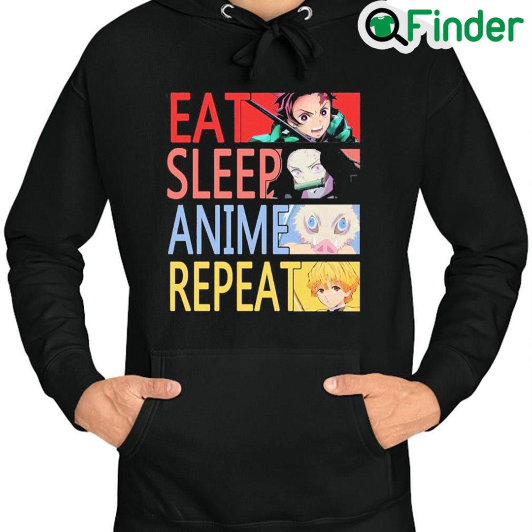 Official Eat Sleep Anime Repeat Demon Slayer Hoodie Official Eat Sleep Anime Repeat Demon Slayer Hoodie