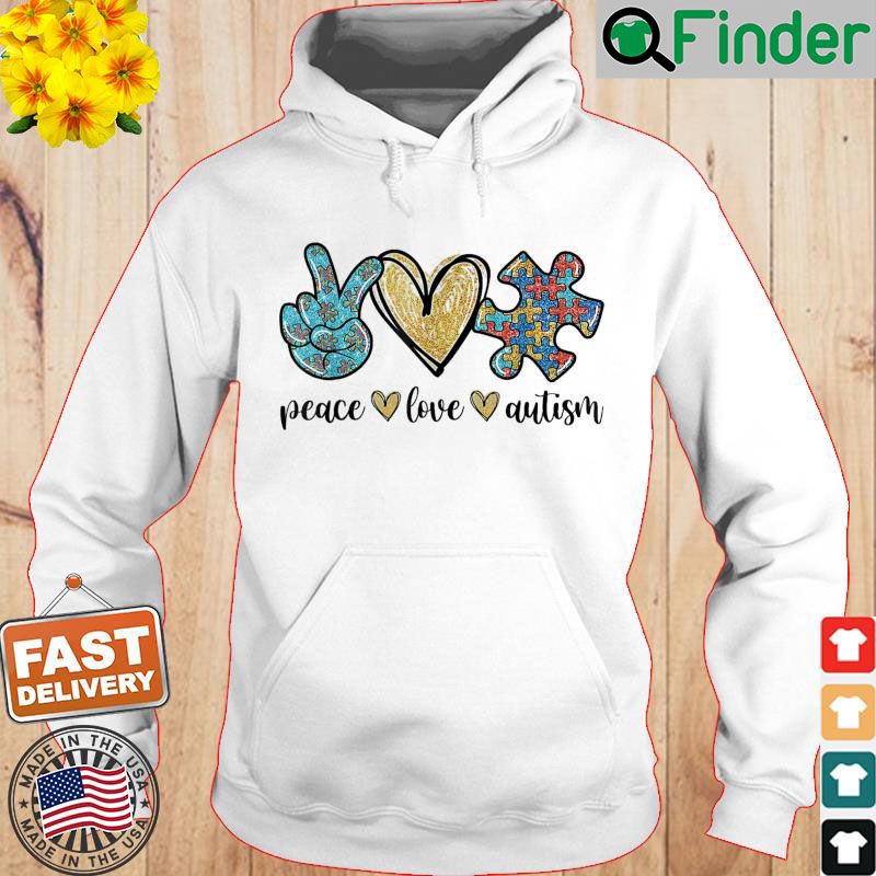 Peace Love Autism Peace Hand Heart Puzzle Hoodie Peace Love Autism Peace Hand Heart Puzzle Hoodie