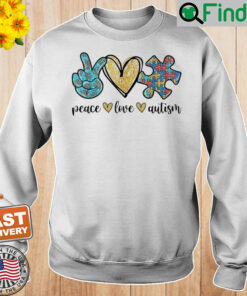 Peace Love Autism Peace Hand Heart Puzzle Sweatshirt