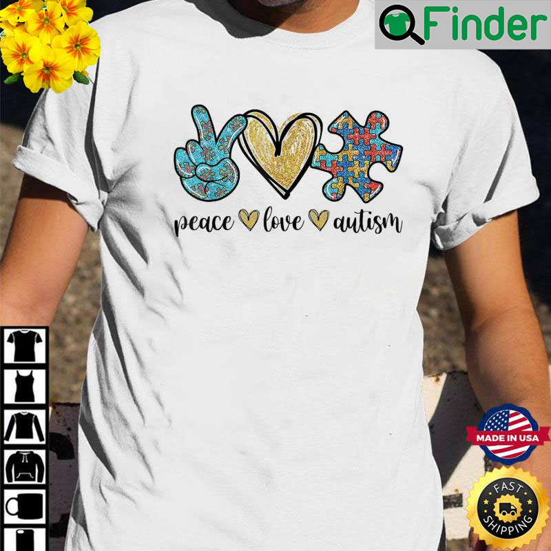 Peace Love Autism Peace Hand Heart Puzzle T Shirt Peace Love Autism Peace Hand Heart Puzzle T Shirt