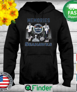 Seattle Seahawks XLVIII Super Bowl Wilson and Wagner Memories Seahawks skyline signatures Hoodie