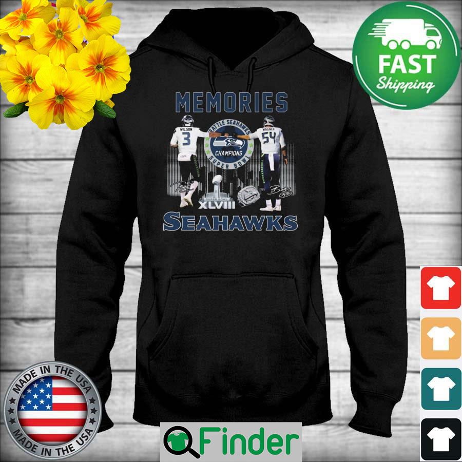 Seattle Seahawks XLVIII Super Bowl Wilson and Wagner Memories Seahawks skyline signatures Hoodie Seattle Seahawks XLVIII Super Bowl Wilson and Wagner Memories Seahawks skyline signatures Hoodie