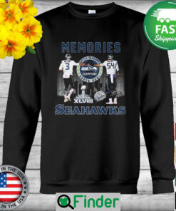 Seattle Seahawks XLVIII Super Bowl Wilson and Wagner Memories Seahawks skyline signatures Sweatshirt