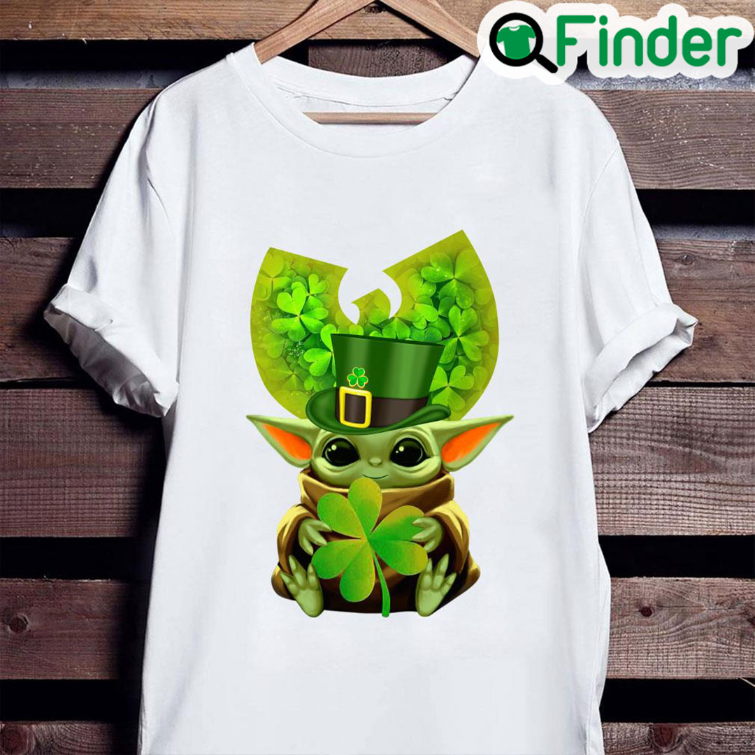Star Wars Baby Yoda hug Wu Tang Clan Logo St. Patricks Day T shirt Star Wars Baby Yoda hug Wu Tang Clan Logo St. Patricks Day T shirt
