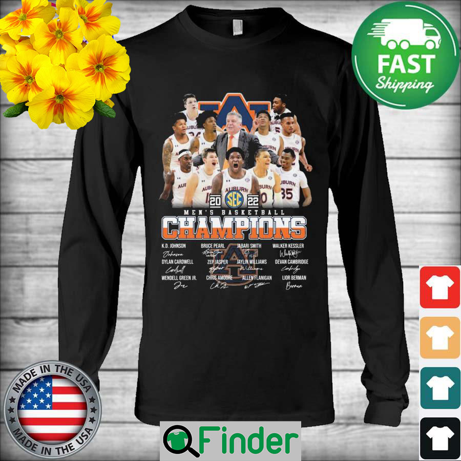 The Auburn Tigers 2022 Sec mens basketball Champions Signatures thank Long Sleeve The Auburn Tigers 2022 Sec mens basketball Champions Signatures thank Long Sleeve