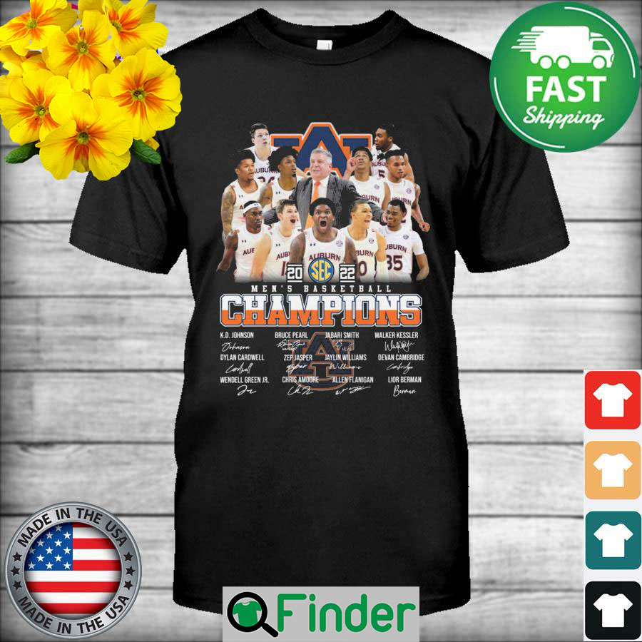 The Auburn Tigers 2022 Sec mens basketball Champions Signatures thank shirt The Auburn Tigers 2022 Sec mens basketball Champions Signatures thank shirt