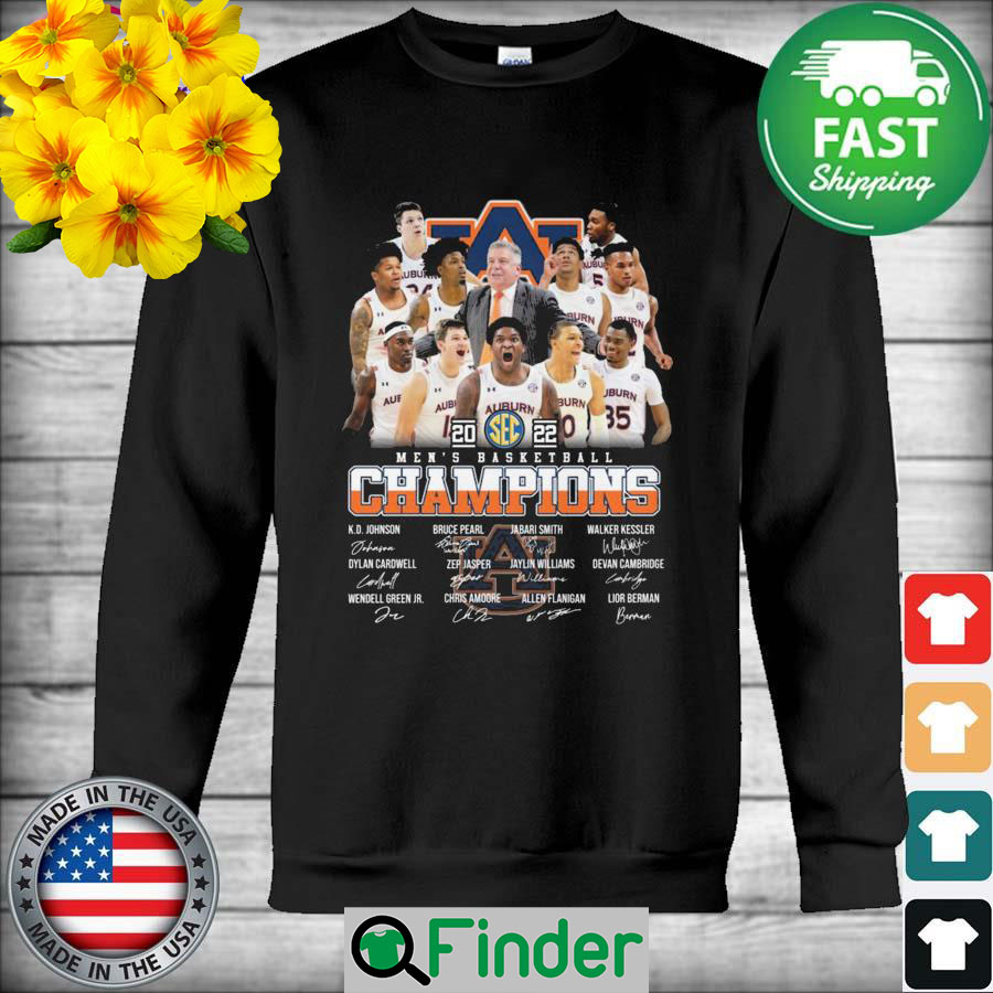 The Auburn Tigers 2022 Sec mens basketball Champions Signatures thank sweatshirt The Auburn Tigers 2022 Sec mens basketball Champions Signatures thank sweatshirt