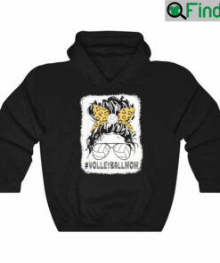 Volleyball Mom Leopard Messy Bun Ball Mom Mothers Day 2022 Hoodie