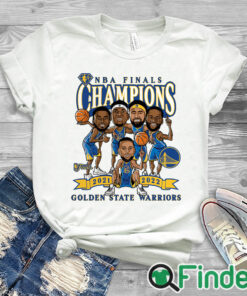 white T shirt Golden State Warriors Fanatics Branded 2022 NBA Finals Champions Caricature T Shirt