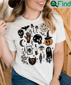Halloween Doodles Vintage Fall Apparel Witchy T Shirt