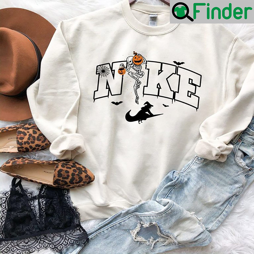 Halloween Skeleton Pumpkin Vintage Nike Stick Shirt Halloween Skeleton Pumpkin Vintage Nike Stick Shirt