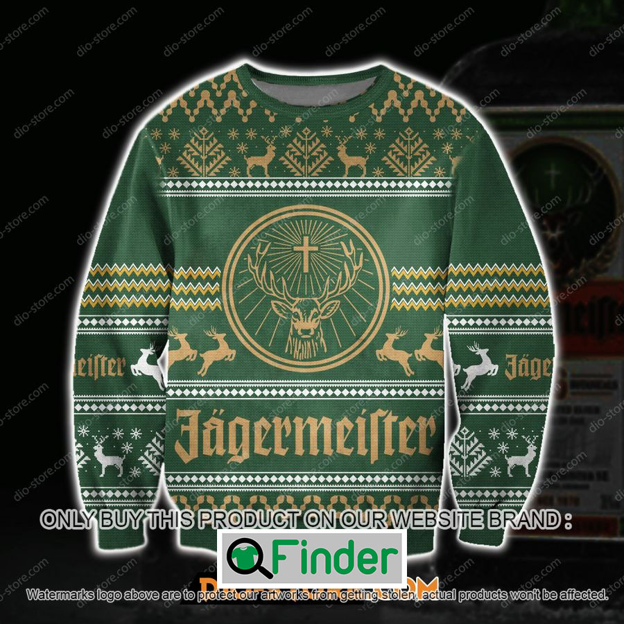Jagermeiste Logo Green Knitted Wool Sweater – LIMITED EDITION Jagermeiste Logo Green Knitted Wool Sweater – LIMITED EDITION