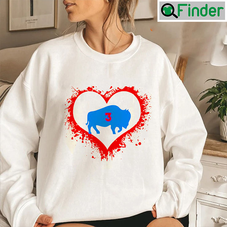 Damar Hamlin 3 Heart With Buffalo Sweatshirt For Fan Damar Hamlin 3 Heart With Buffalo Sweatshirt For Fan