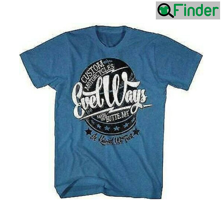 Evel Knievel Ways Pacific Blue Bike Stunt Motorcycle Rider Tee Evel Knievel Ways Pacific Blue Bike Stunt Motorcycle Rider Tee