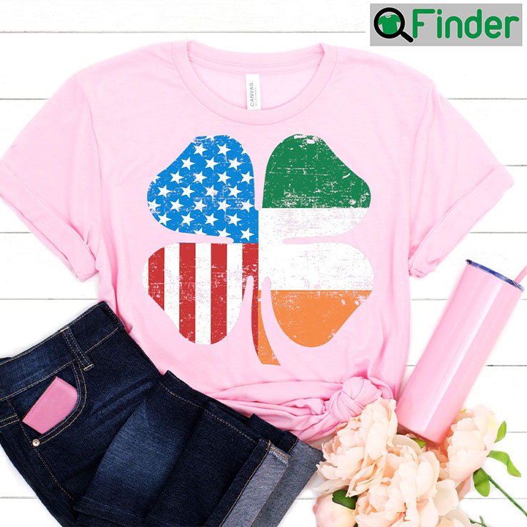 St Patricks Day USA Irish Clover American Flag Shirts St Patricks Day USA Irish Clover American Flag Shirts