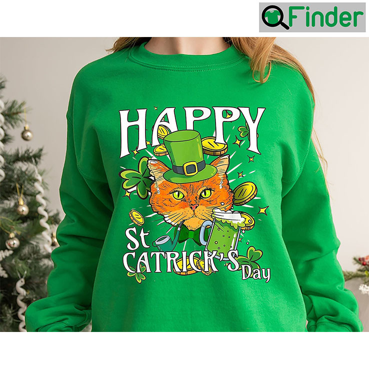 Happy St Catricks Day Lucky Cat Sweatshirts Happy St Catricks Day Lucky Cat Sweatshirts