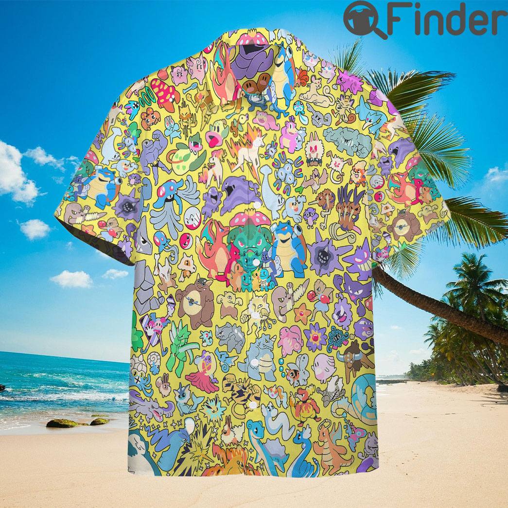 All Pokemon Gen 1 Kanto Region Custom Hawaii Button Shirts All Pokemon Gen 1 Kanto Region Custom Hawaii Button Shirts