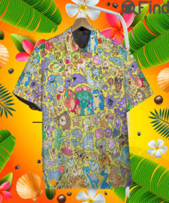 All Pokemon Gen 1 Kanto Region Custom Hawaii Button T Shirt