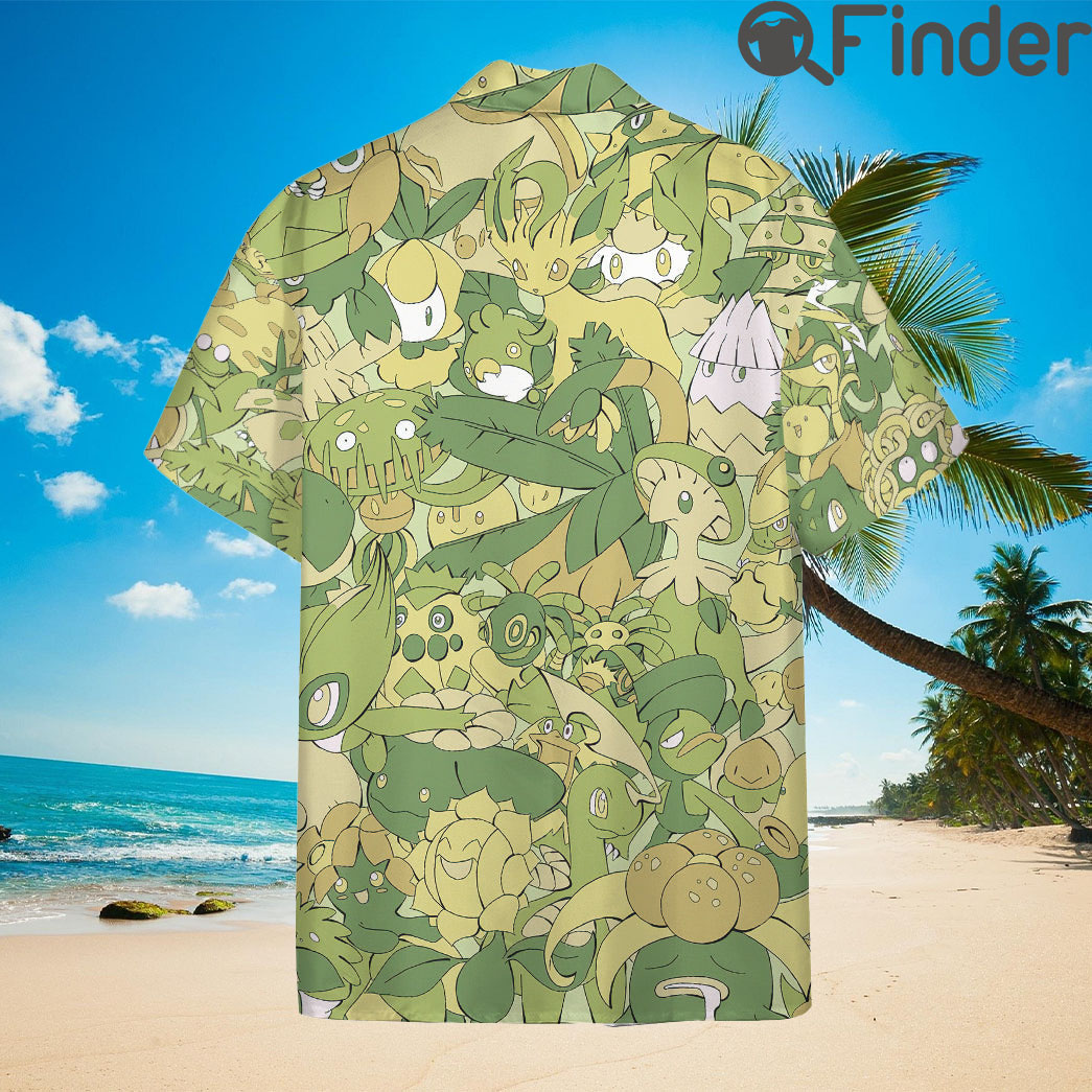 Grass Type Pokemon Custom Hawaii Button Shirts Grass Type Pokemon Custom Hawaii Button Shirts