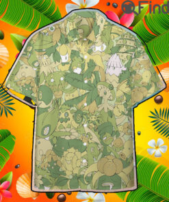 Grass Type Pokemon Custom Hawaii Button T Shirt