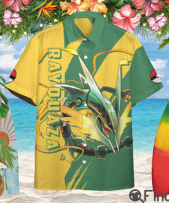 Legendary Pokemon Duo Type Dragon Flying Mega Rayquaza Custom Hawaii Button Shirt