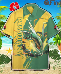 Legendary Pokemon Duo Type Dragon Flying Mega Rayquaza Custom Hawaii Button T Shirts