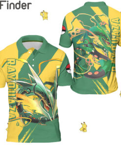 Legendary Pokemon Duo Type Dragon Flying Mega Rayquaza Custom Polo Shirts