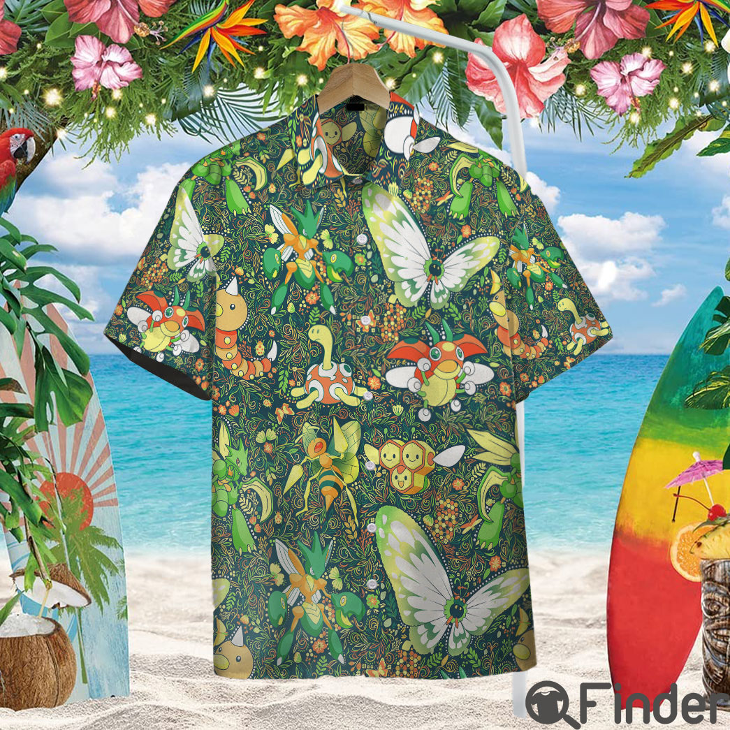 Pokemon Bug Type Custom Hawaii Button Shirt Pokemon Bug Type Custom Hawaii Button Shirt