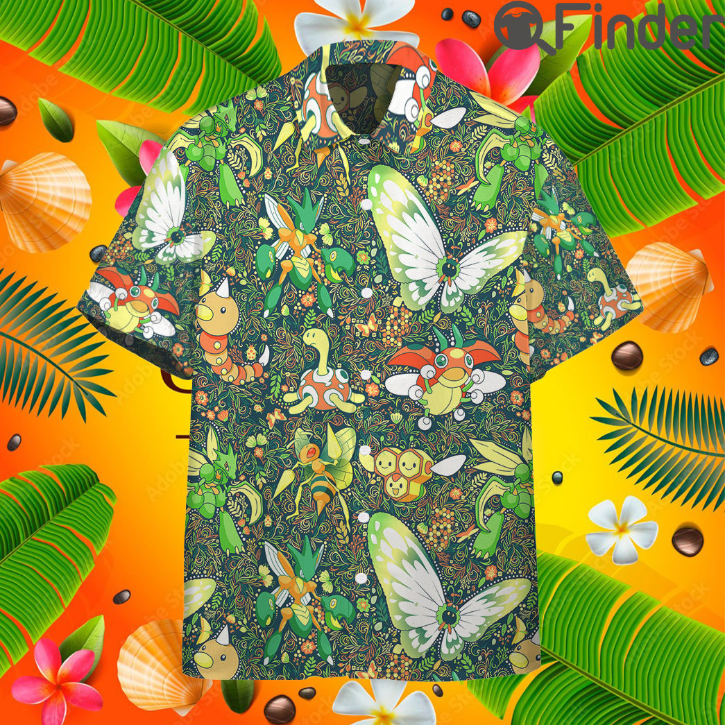 Pokemon Bug Type Custom Hawaii Button T Shirt Pokemon Bug Type Custom Hawaii Button T Shirt