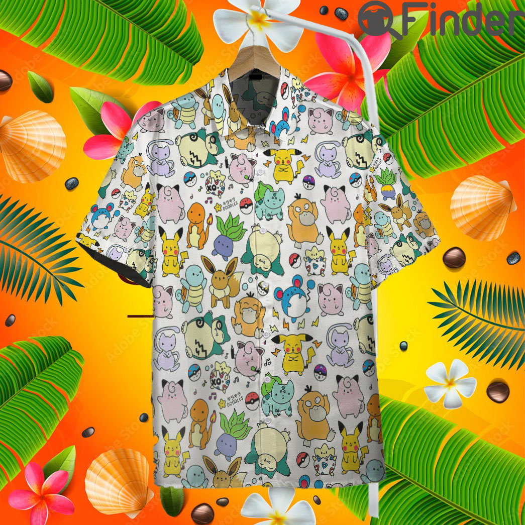 Pokemon Chibi Cute Custom Hawaii Button T Shirt Pokemon Chibi Cute Custom Hawaii Button T Shirt