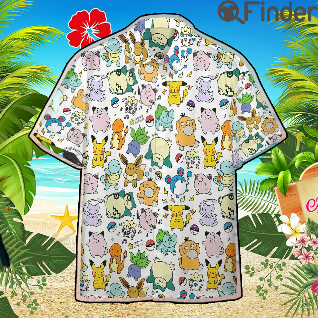 Pokemon Chibi Cute Custom Hawaii Button T Shirts Pokemon Chibi Cute Custom Hawaii Button T Shirts