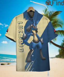 Pokemon Duo Type Fighting Steel Lucario Custom Hawaii Button Shirts