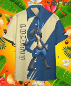 Pokemon Duo Type Fighting Steel Lucario Custom Hawaii Button T Shirt