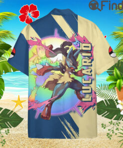 Pokemon Duo Type Fighting Steel Lucario Custom Hawaii Button T Shirts