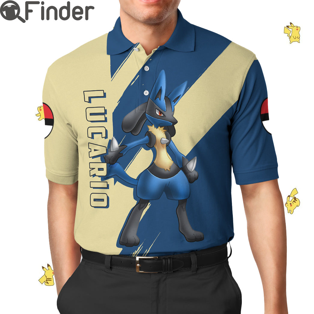 Pokemon Duo Type Fighting Steel Lucario Custom Polo Shirt Pokemon Duo Type Fighting Steel Lucario Custom Polo Shirt